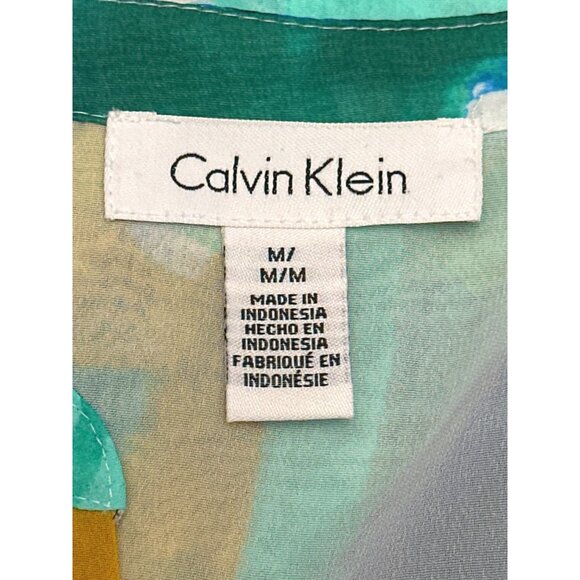 Calvin Klein Floral Print Sheer Tunic Blouse with Lining Size M - Picture 6 of 10